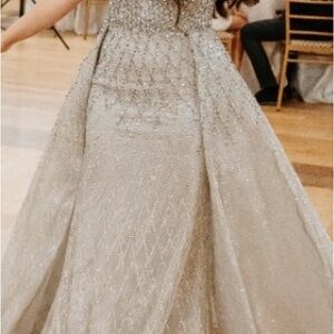 Elegant Silver Evening Gown